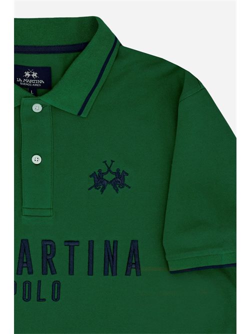 Polo uomo manica corta in piquet stretch Iconic - Yeshayahu LA MARTINA | MCP320PK001/03049